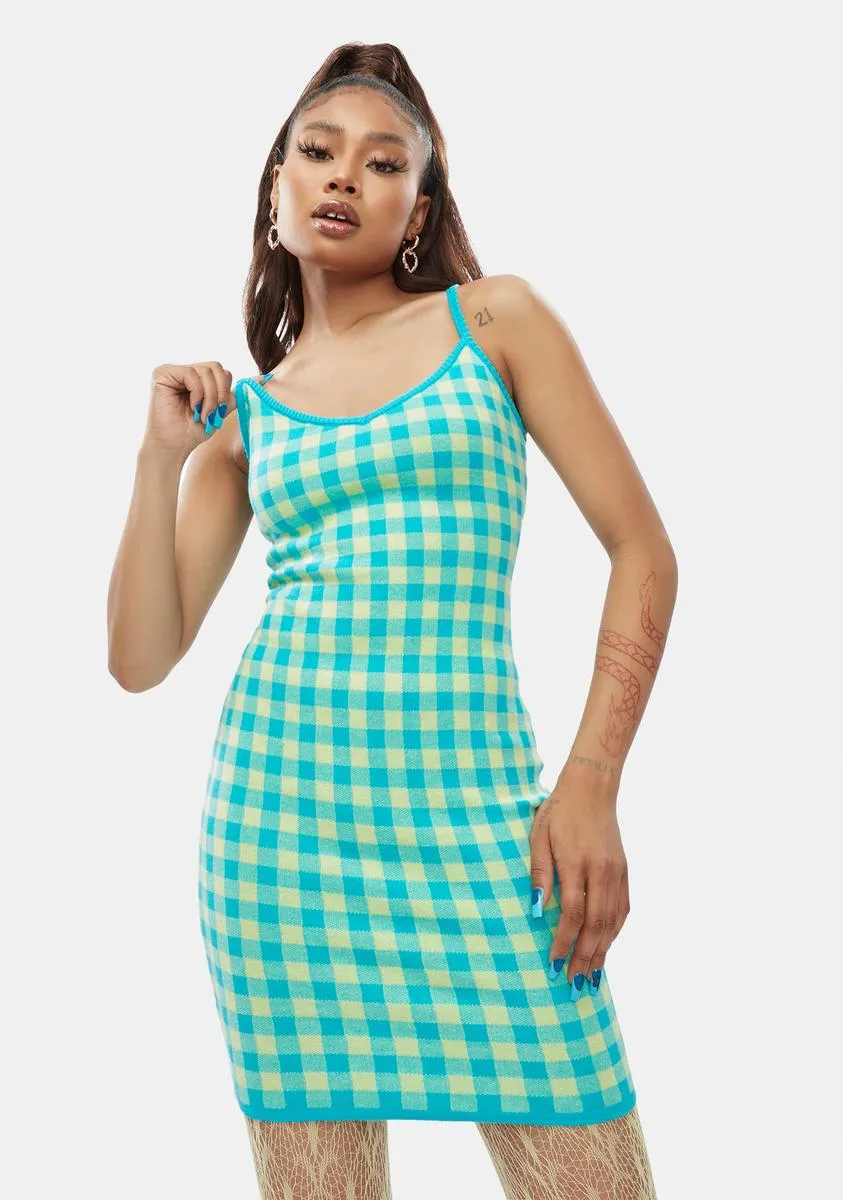 Mint Hard To Forget Checkered Mini Dress