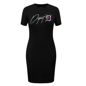 MLB DETROIT TIGERS CITY SCAPE WOMEN'S BODYCON DRESS (BLACK)