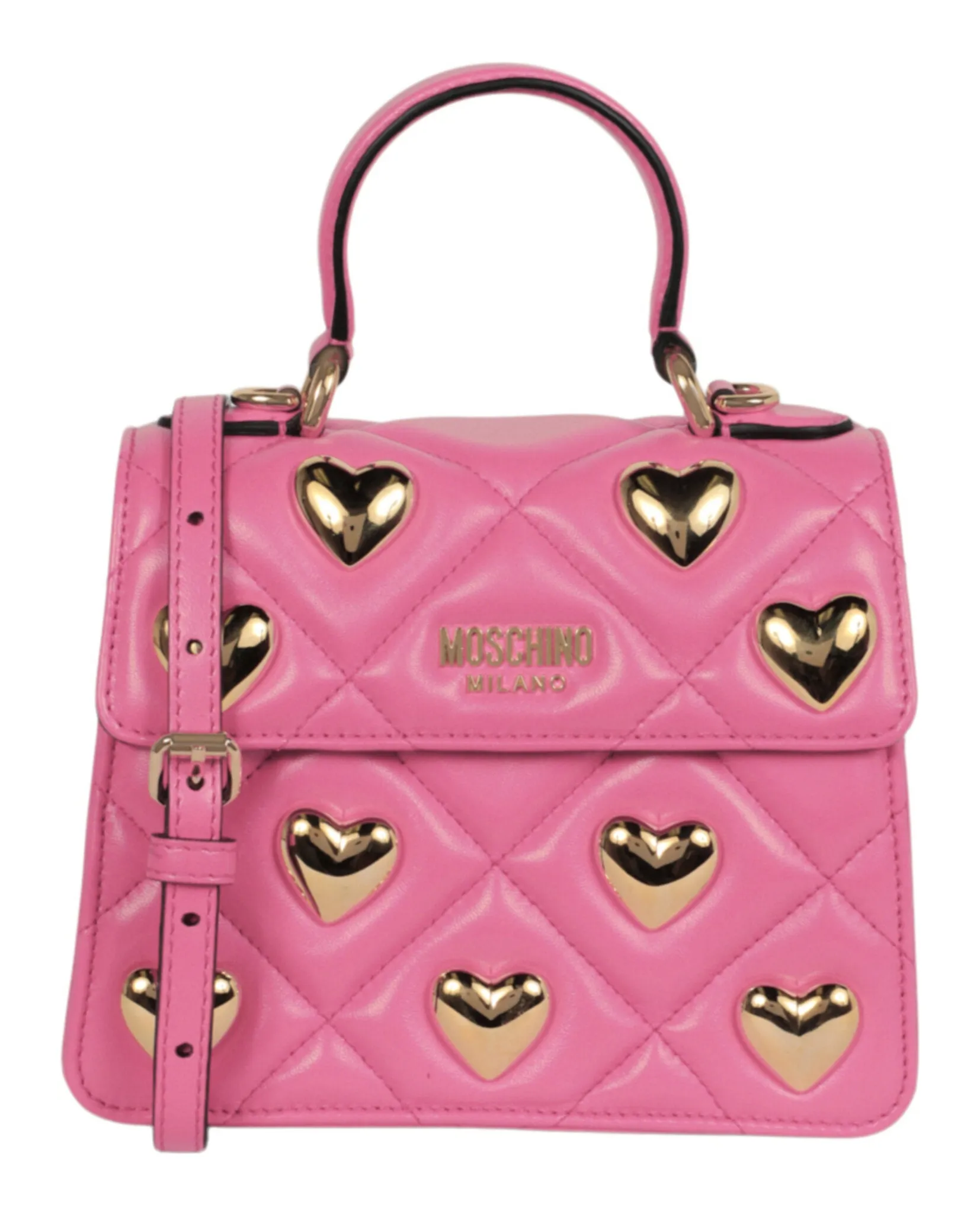 Moschino Heart Studs Quilted Shoulder Bag