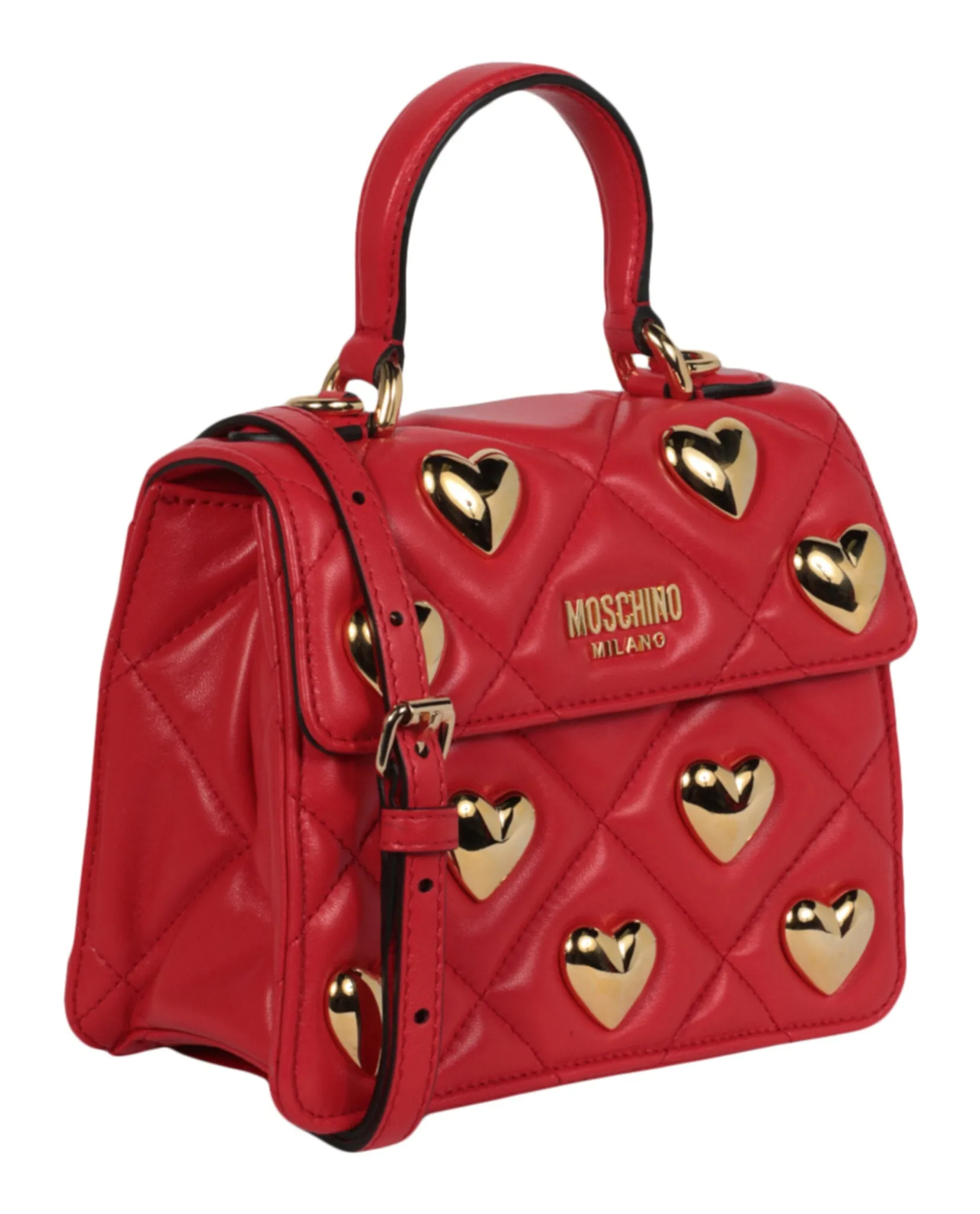 Moschino Heart Studs Quilted Shoulder Bag