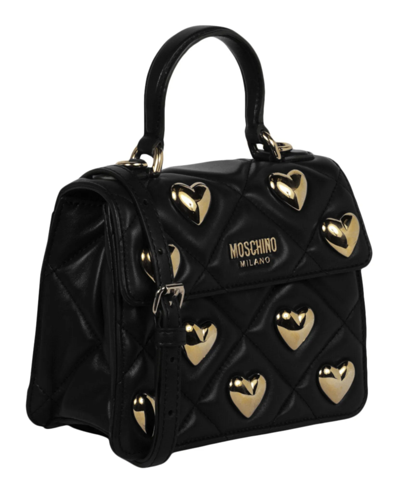 Moschino Heart Studs Quilted Shoulder Bag