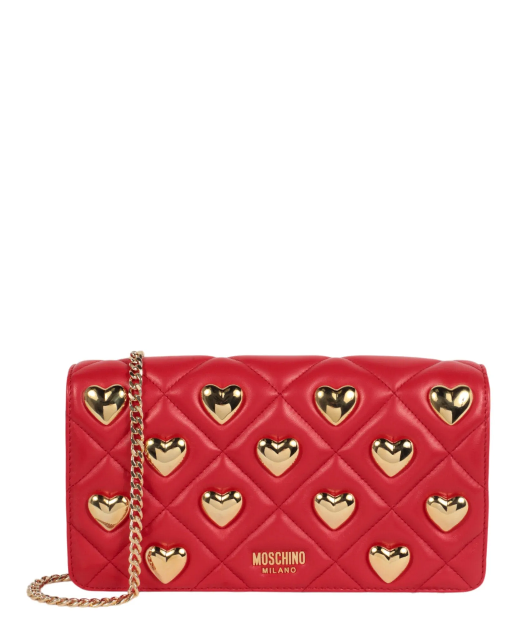 Moschino Heart Studs Quilted Shoulder Bag