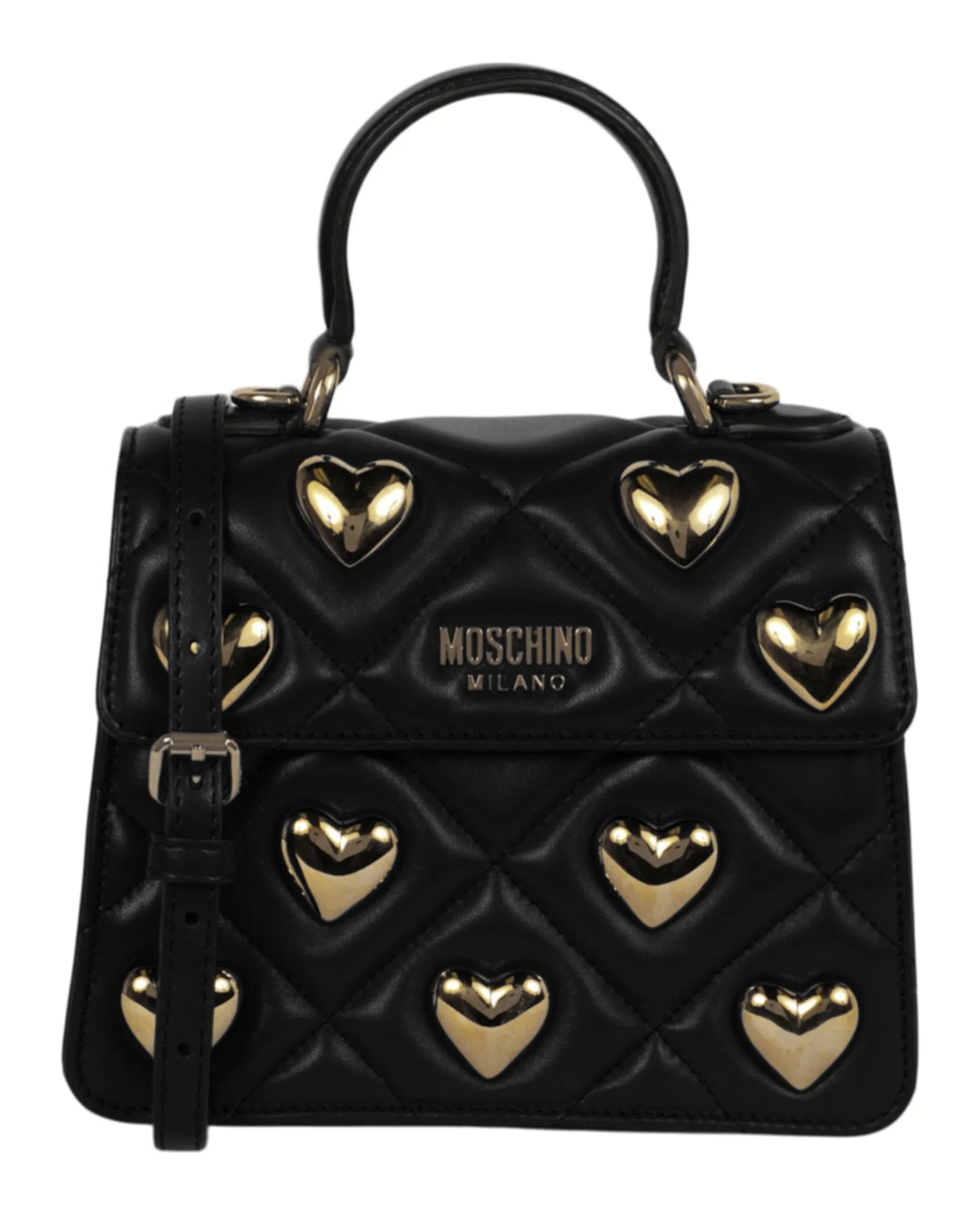Moschino Heart Studs Quilted Shoulder Bag
