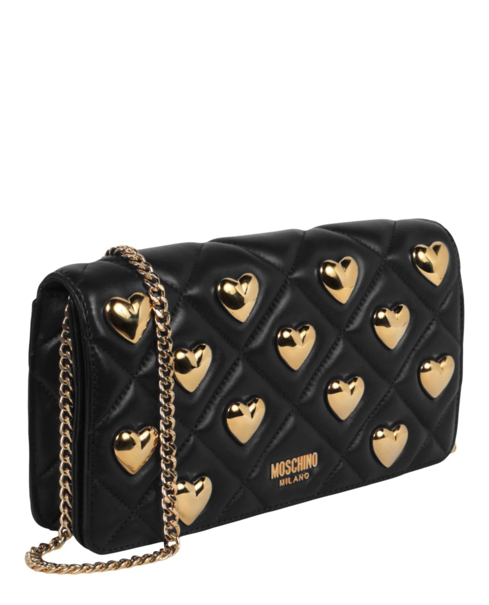 Moschino Heart Studs Quilted Shoulder Bag