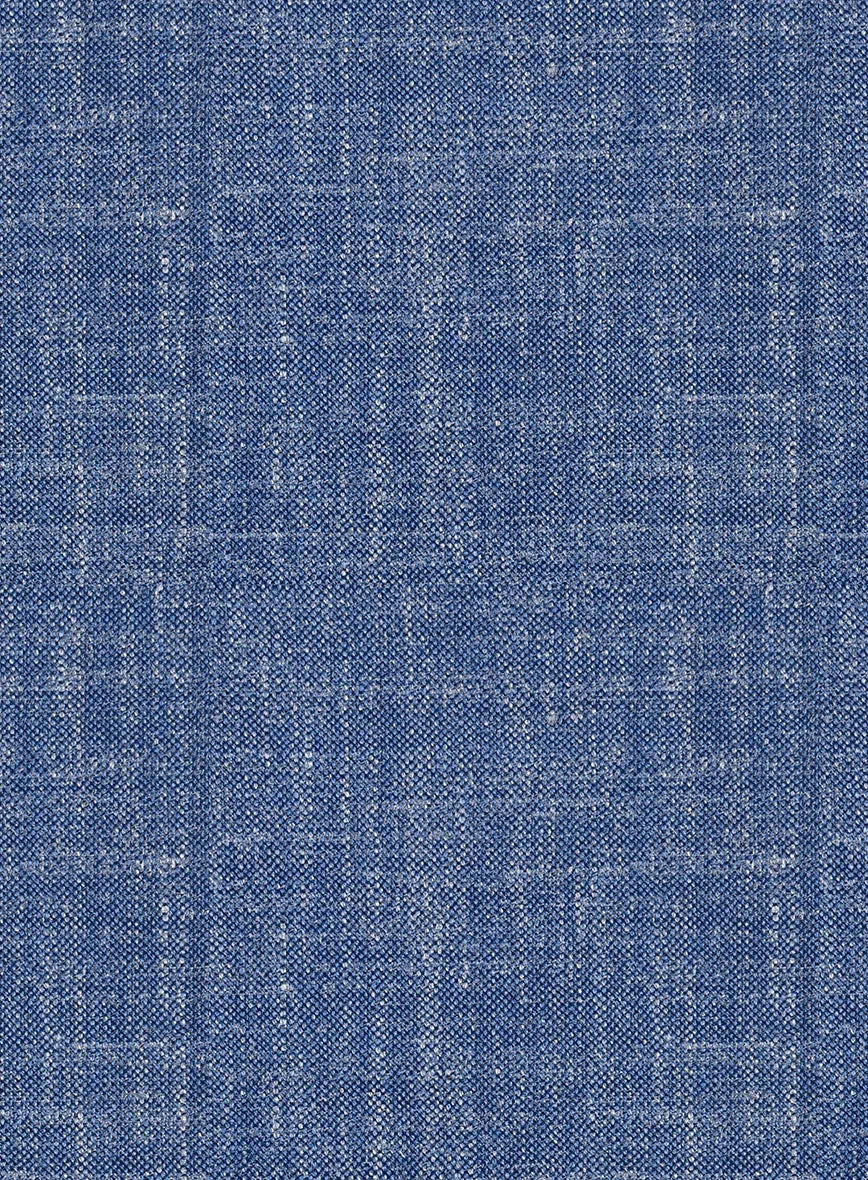 Noble Blue Wool Silk Linen Jacket