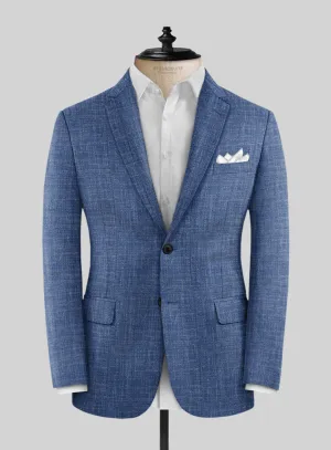 Noble Blue Wool Silk Linen Jacket