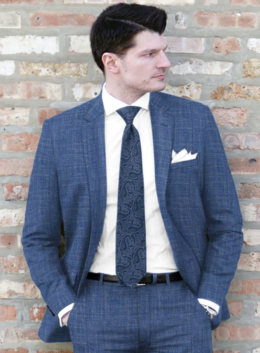 Noble Blue Wool Silk Linen Jacket