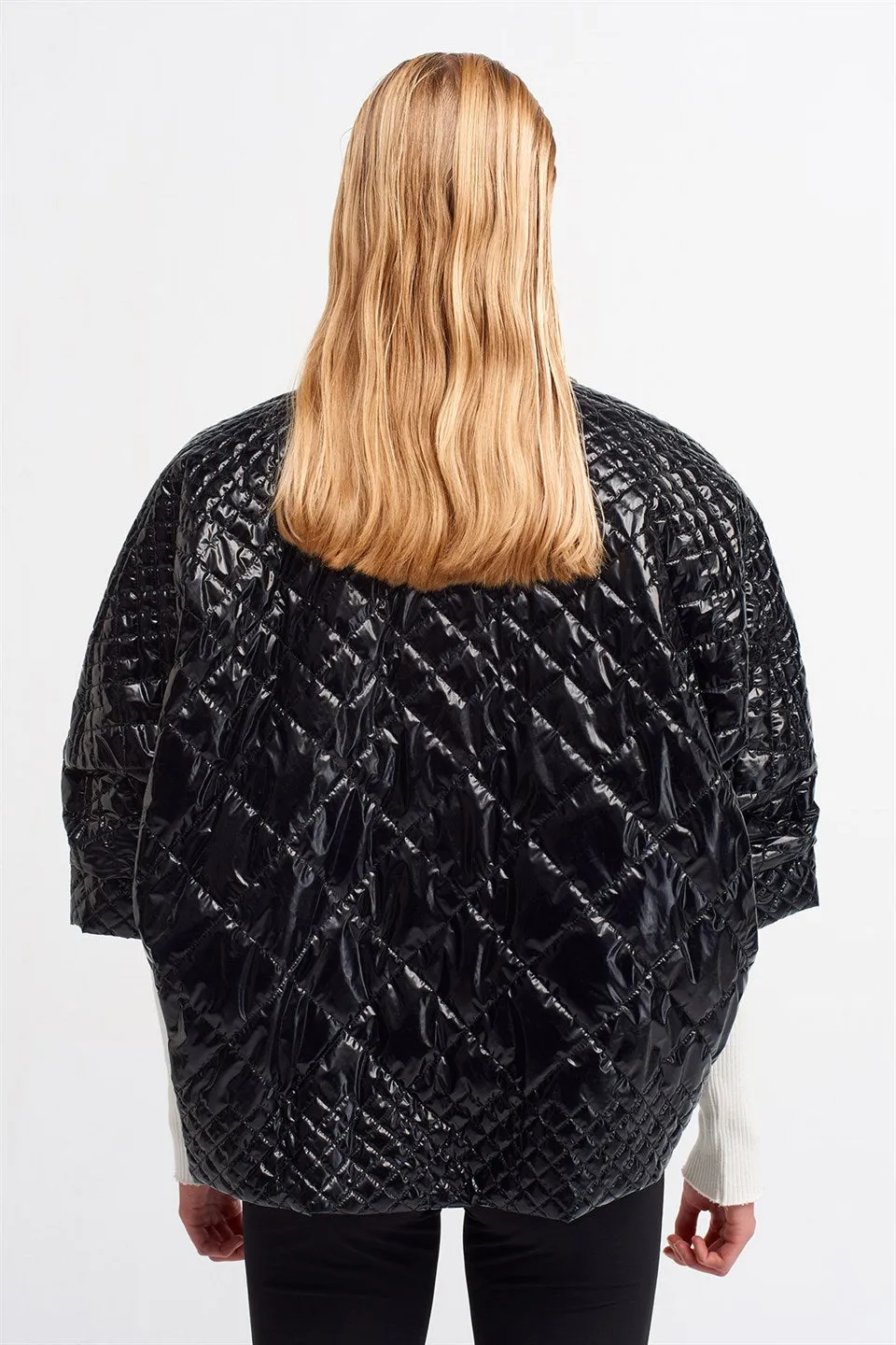 Nu Quilted Open-Front Jacket Black