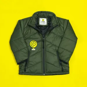 Olive Green Full Sleeves Puffer Jacket