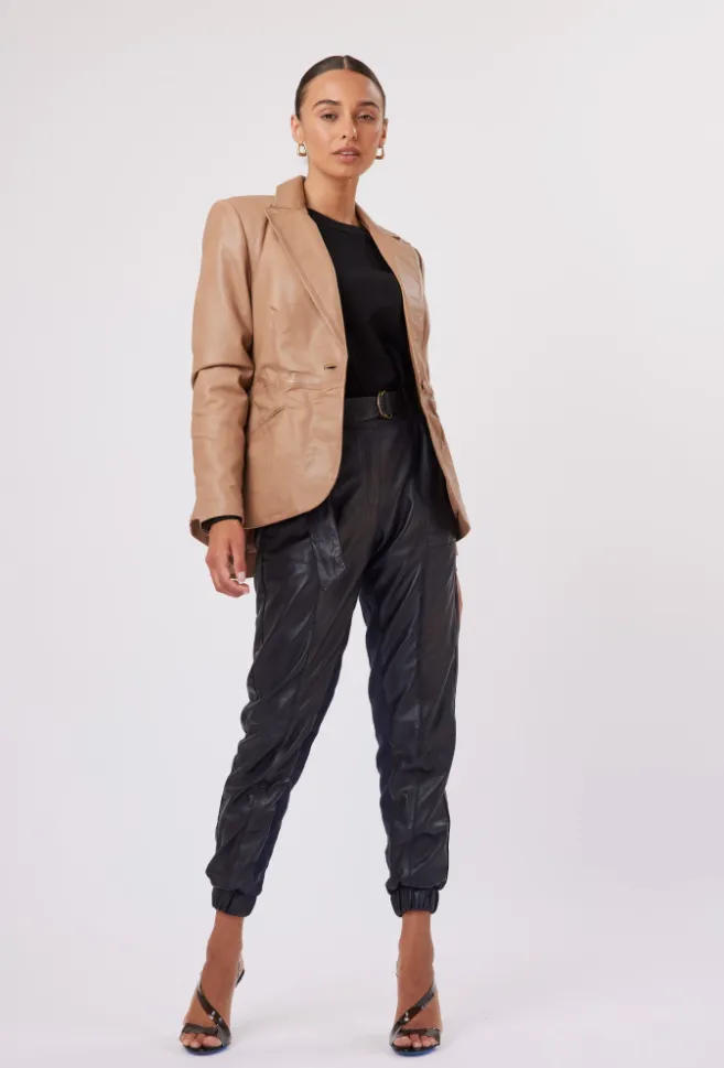 Once Was Grove High Waist Leather Pant
