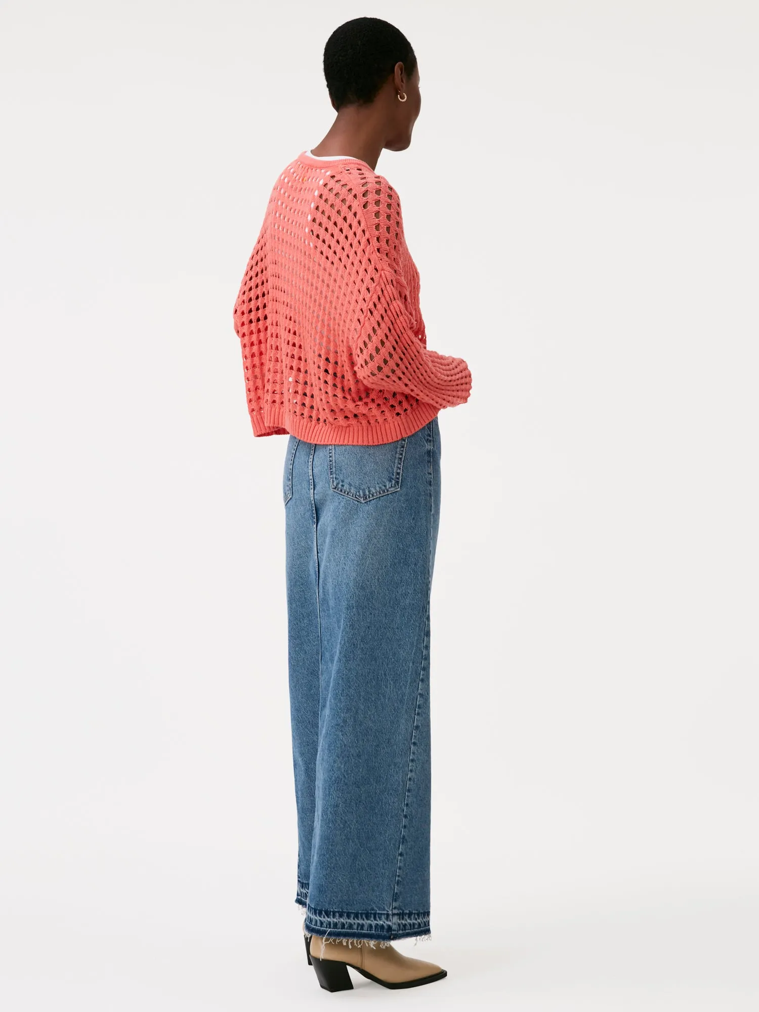 Open Stitch Pointelle Crew Neck Jumper