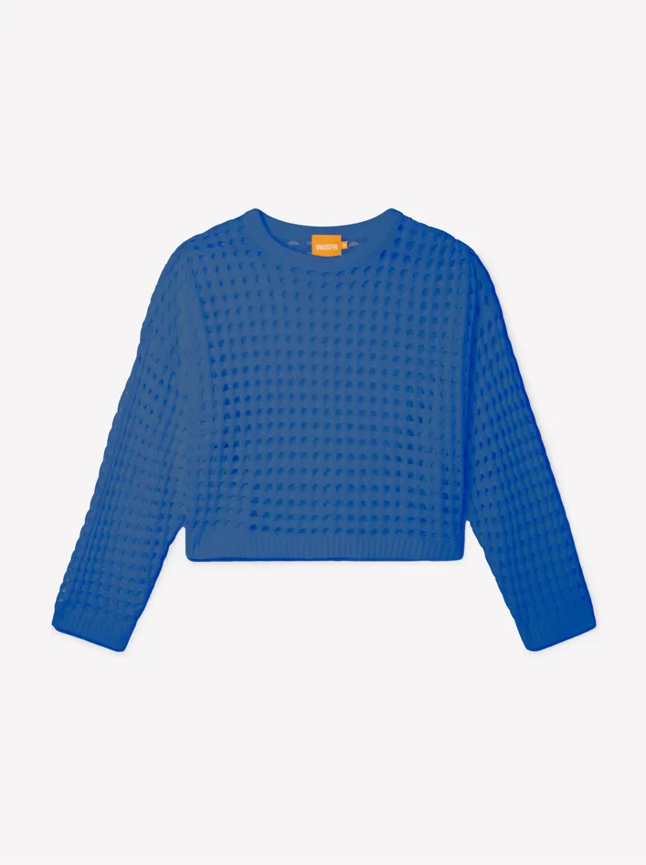 Open Stitch Pointelle Crew Neck Jumper