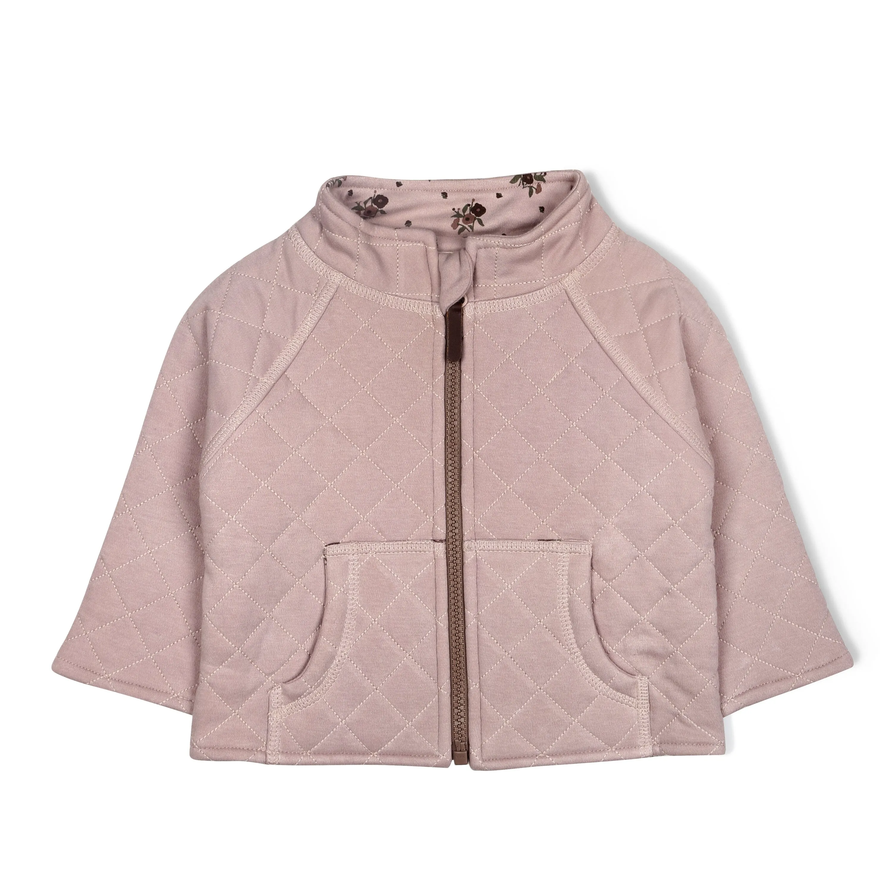 Organic Quilted Zipper Jacket |  Rose