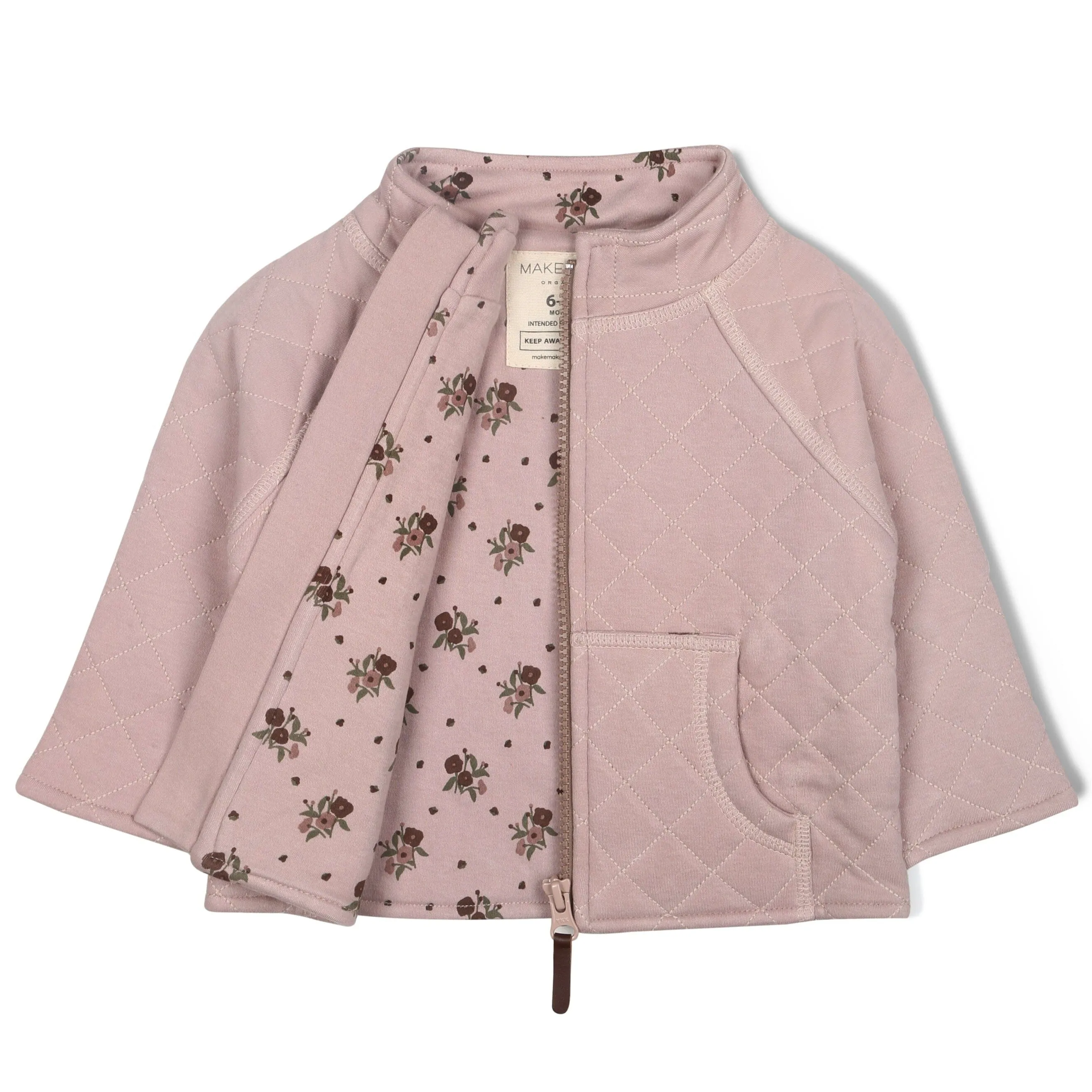 Organic Quilted Zipper Jacket |  Rose