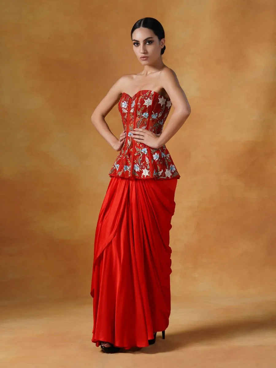 Organza Corset Top With Satin Skirt