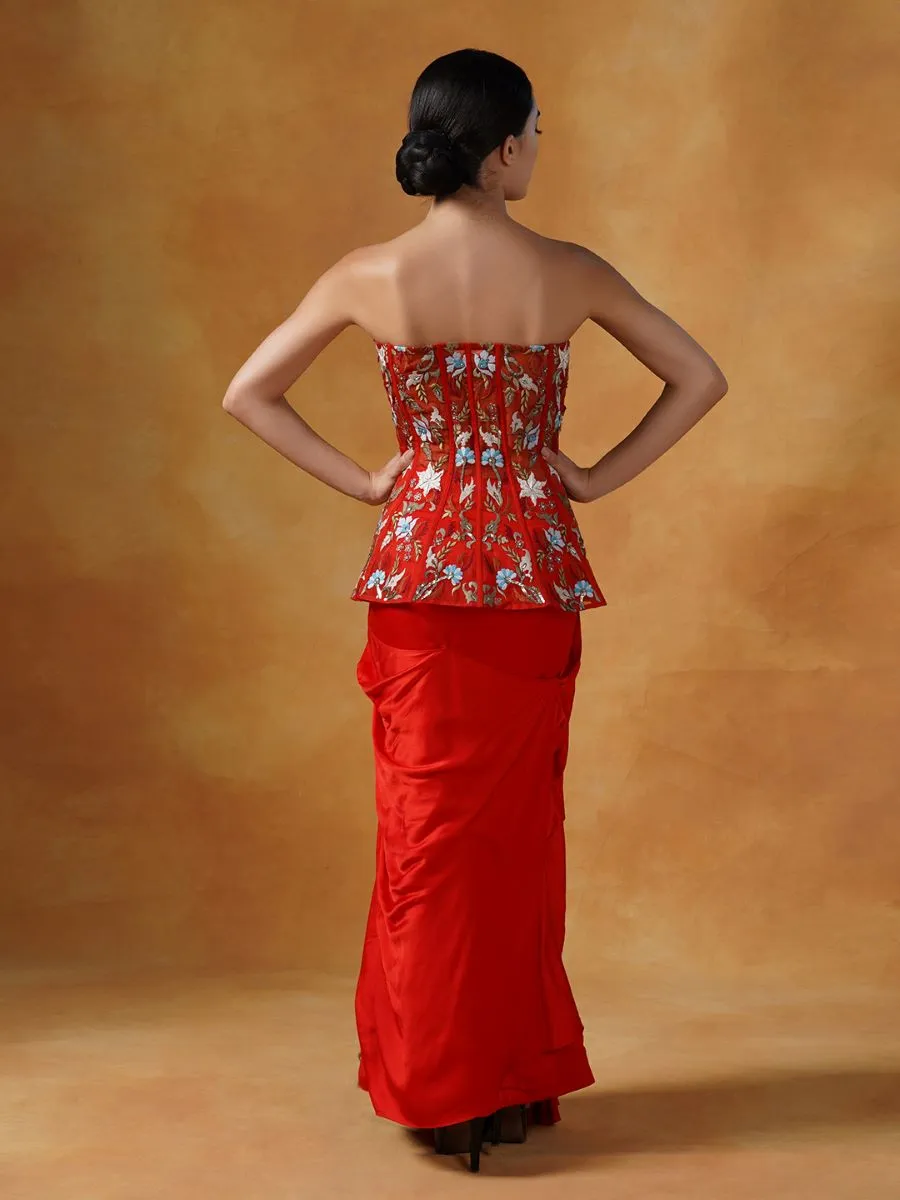 Organza Corset Top With Satin Skirt