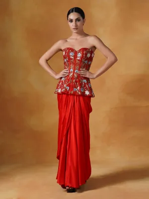 Organza Corset Top With Satin Skirt