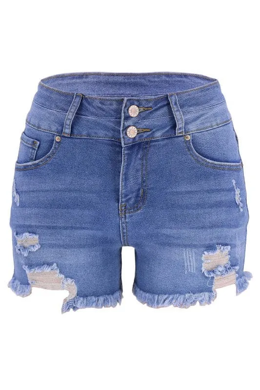PA884 Hole Jeans Denim Shorts With Pockets
