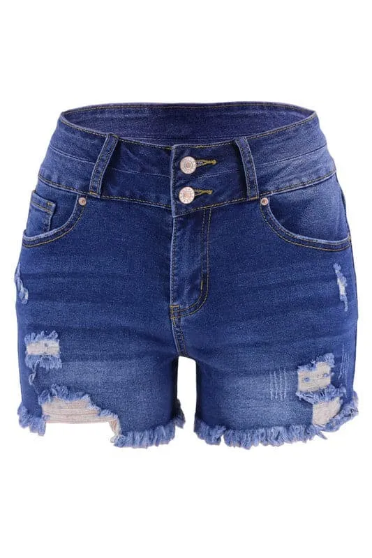 PA884 Hole Jeans Denim Shorts With Pockets
