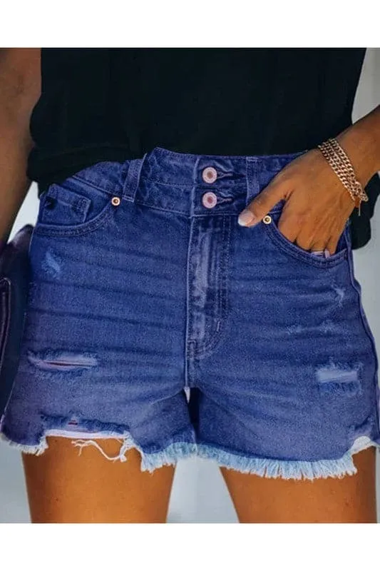 PA884 Hole Jeans Denim Shorts With Pockets