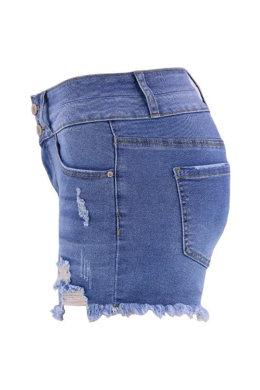 PA884 Hole Jeans Denim Shorts With Pockets