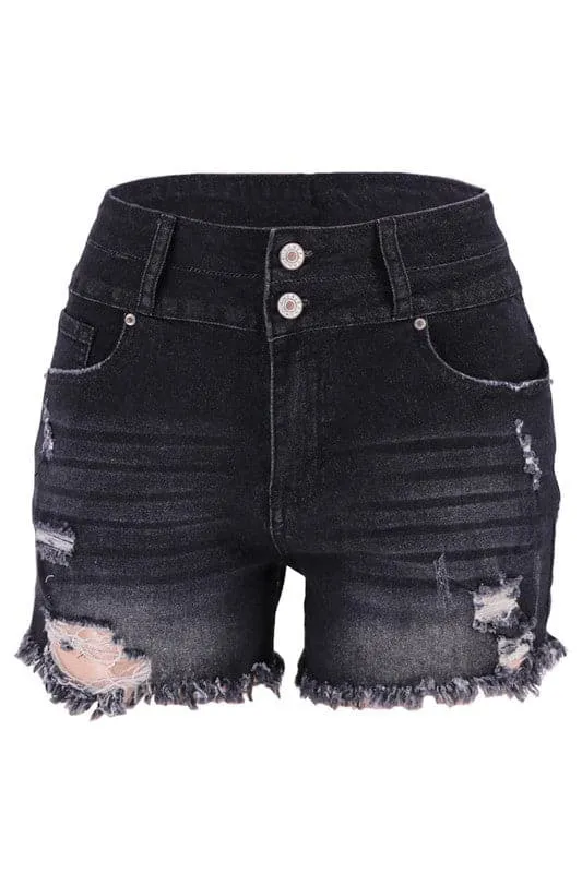 PA884 Hole Jeans Denim Shorts With Pockets