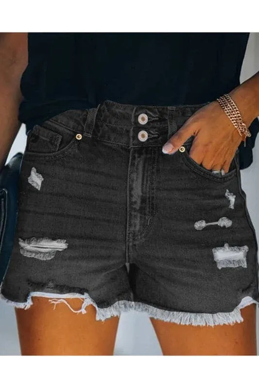 PA884 Hole Jeans Denim Shorts With Pockets