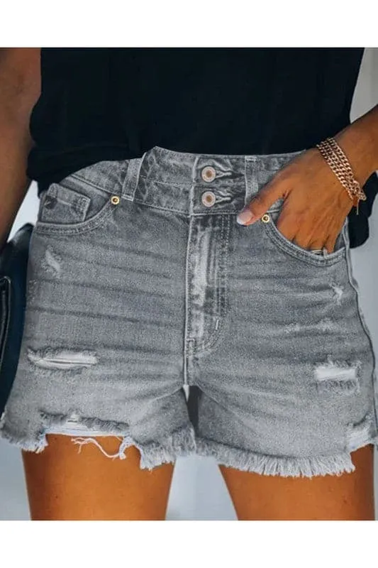 PA884 Hole Jeans Denim Shorts With Pockets