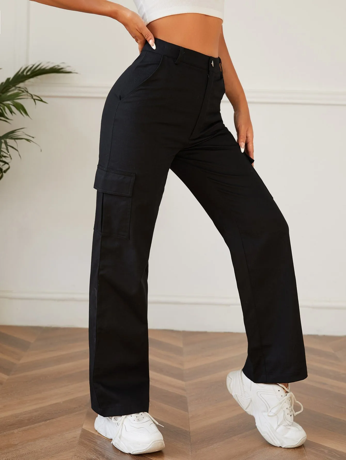 PETITE High Waist Straight Leg Pants