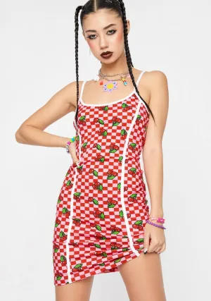 Pink Cherry Checkerboard Dress