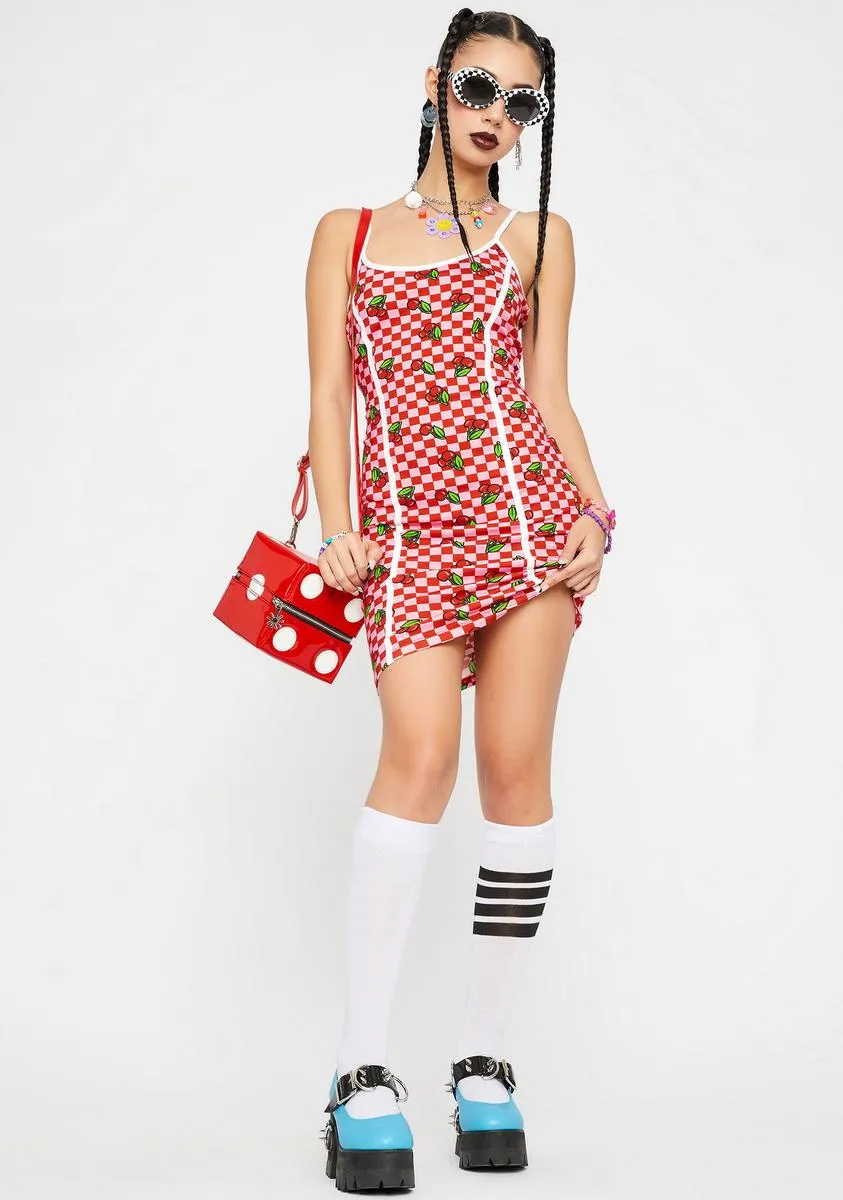 Pink Cherry Checkerboard Dress