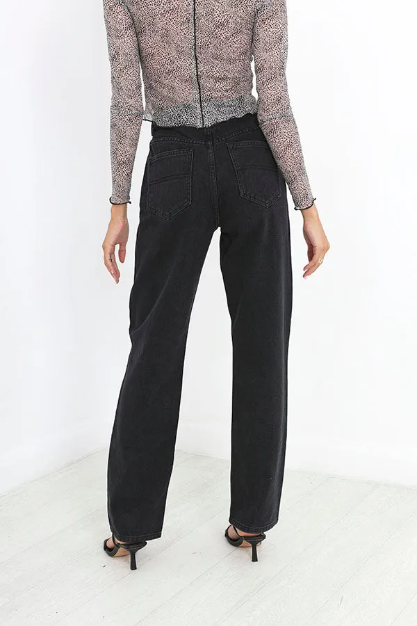 PLUS SIZE BLACK FULL LENGTH DENIM JEANS
