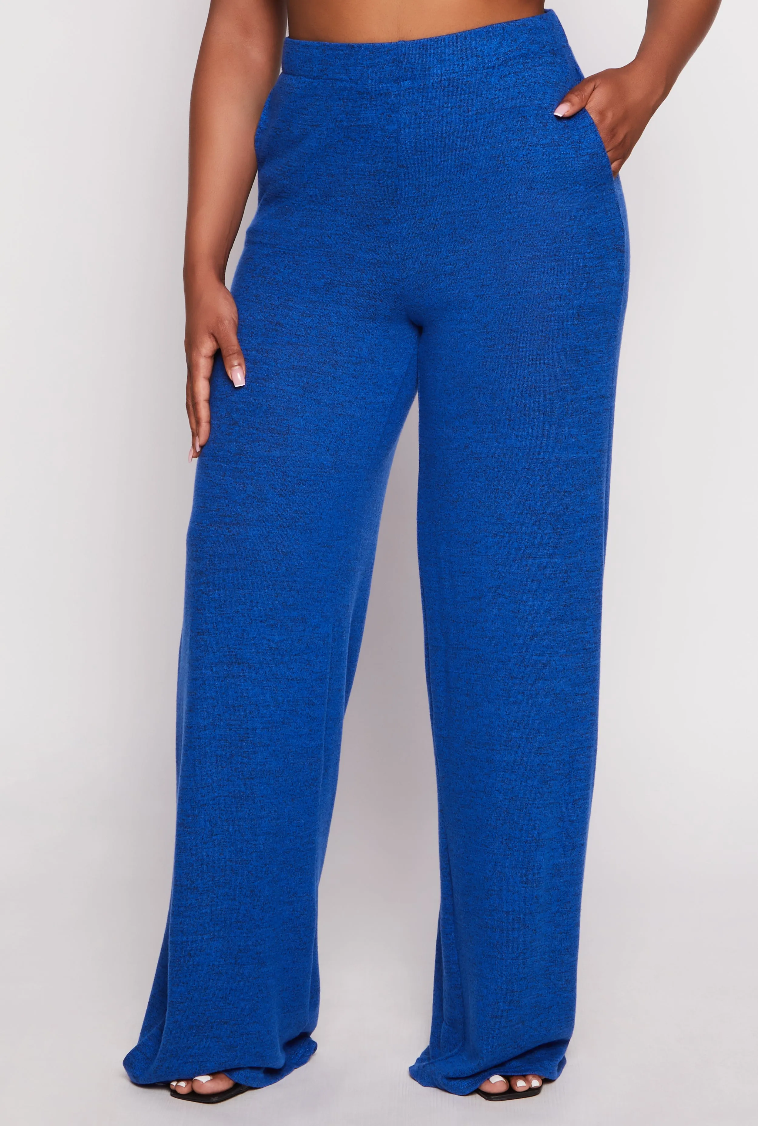 Plus Size Brush Knit High Waist Pants