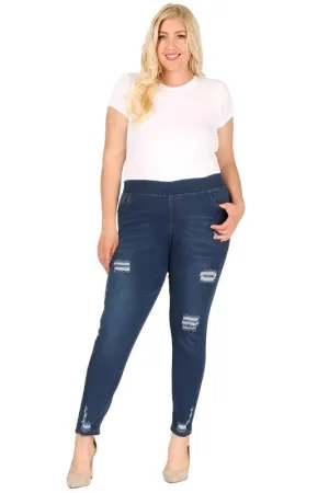 Plus Size High Waist Distressed Jeggings Pants