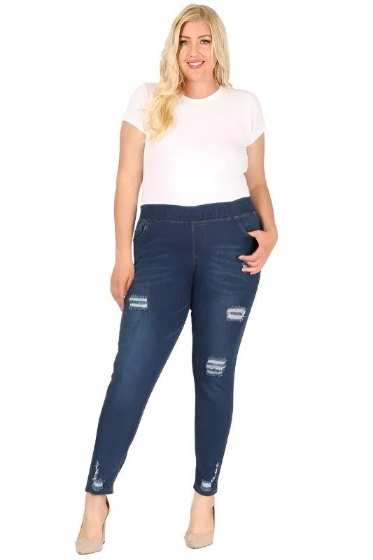 Plus Size High Waist Distressed Jeggings Pants