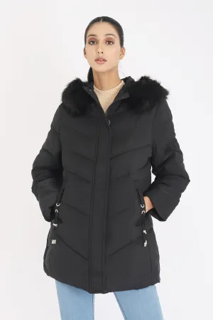 POCKET PUFFER JACKET-BLACK