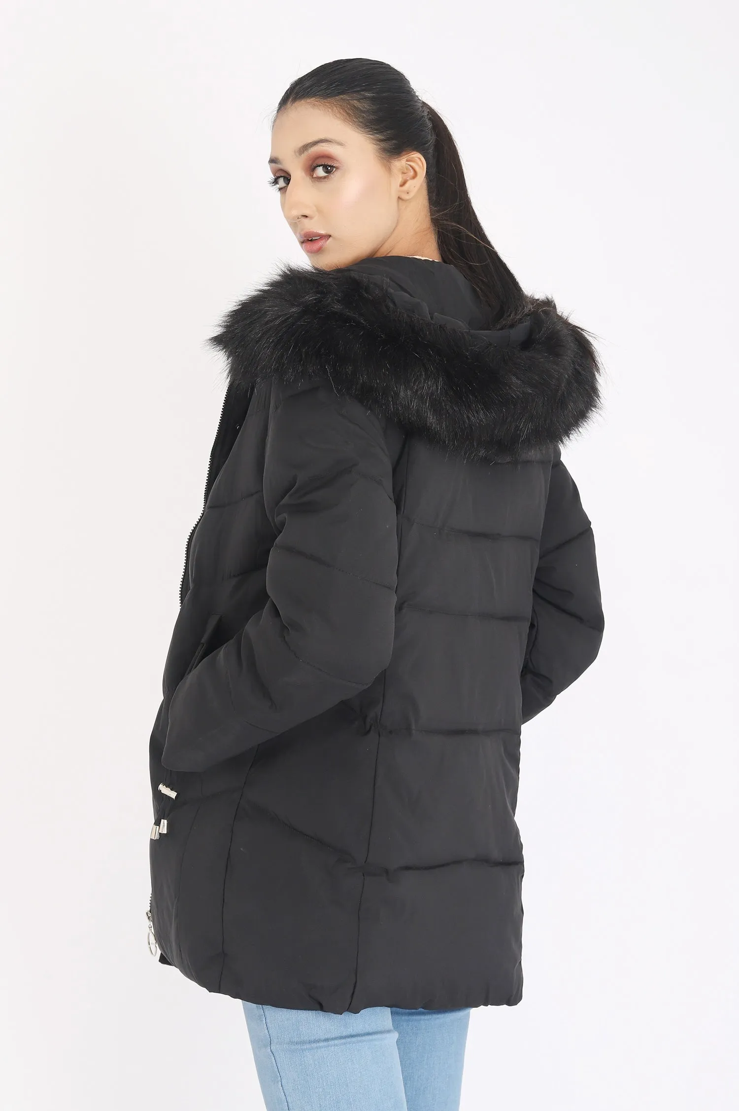 POCKET PUFFER JACKET-BLACK
