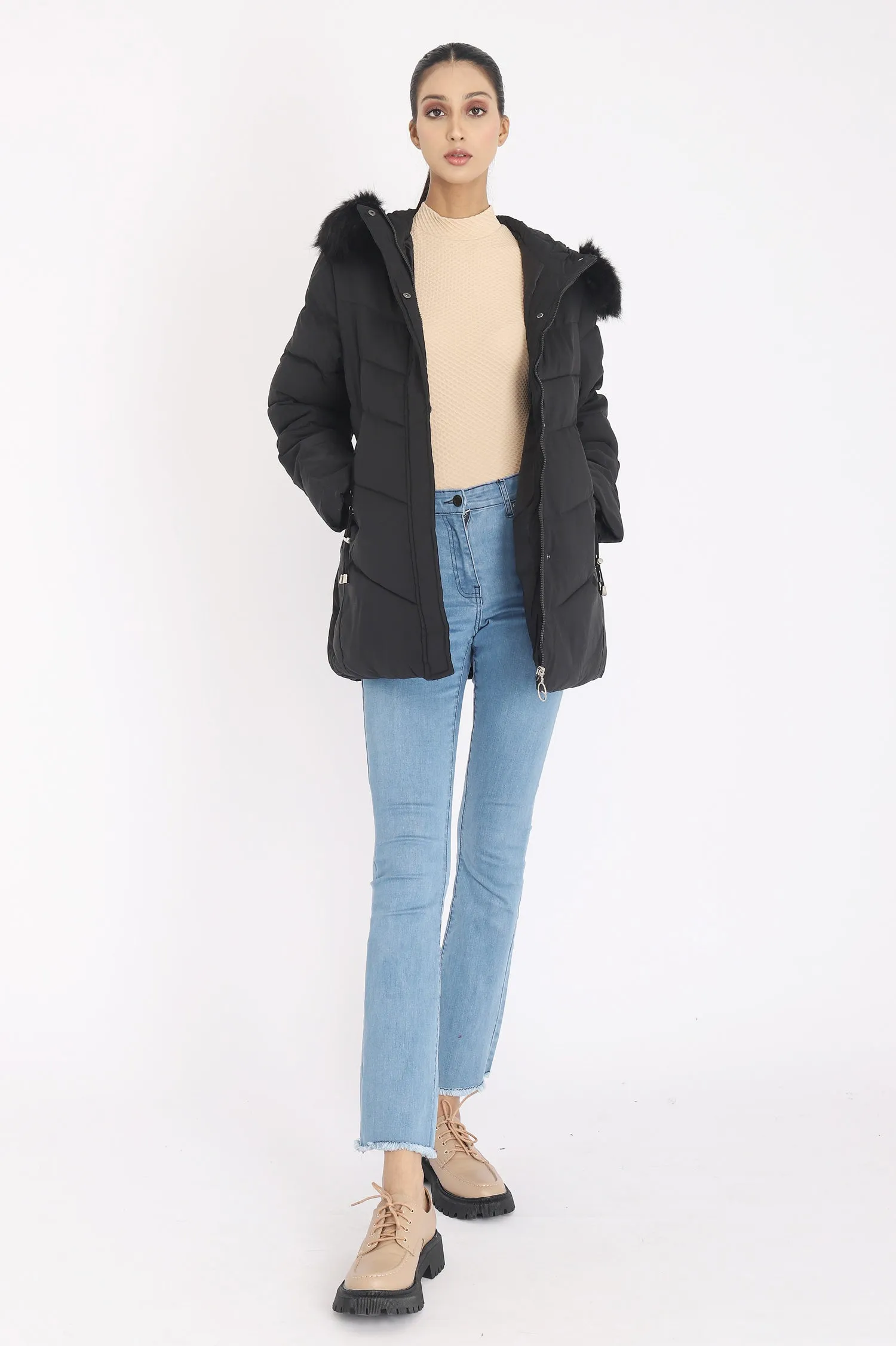 POCKET PUFFER JACKET-BLACK