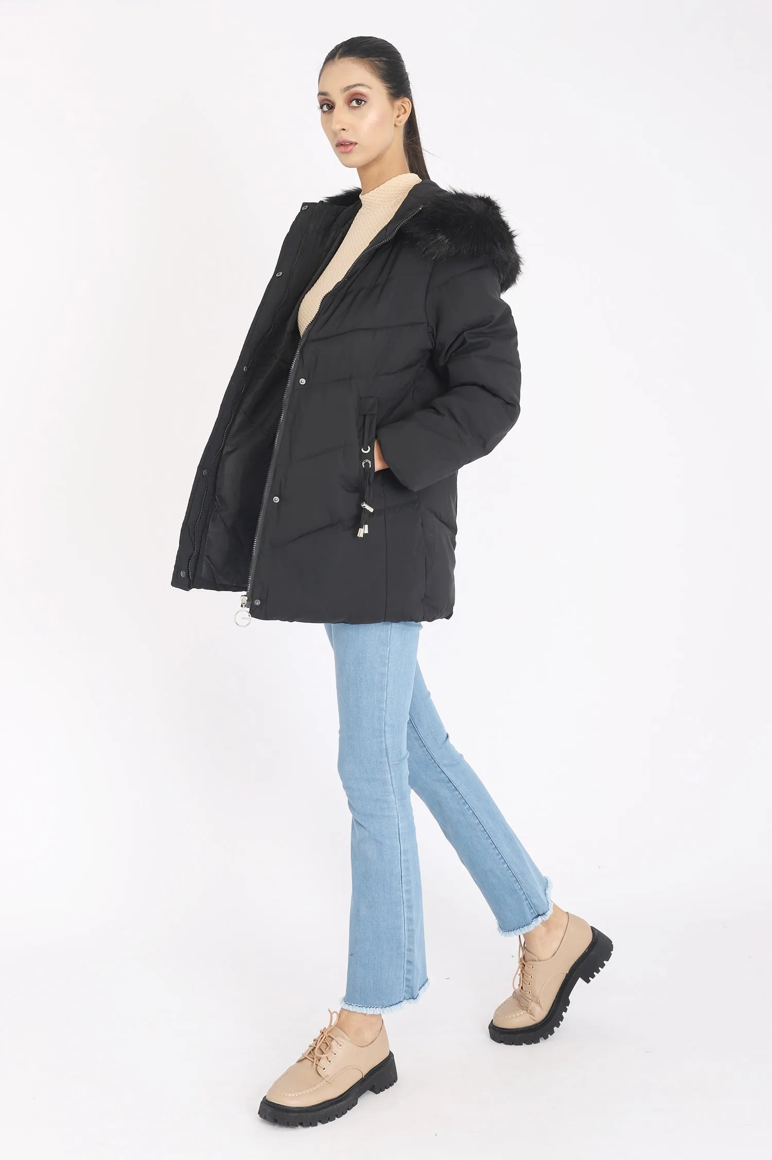 POCKET PUFFER JACKET-BLACK