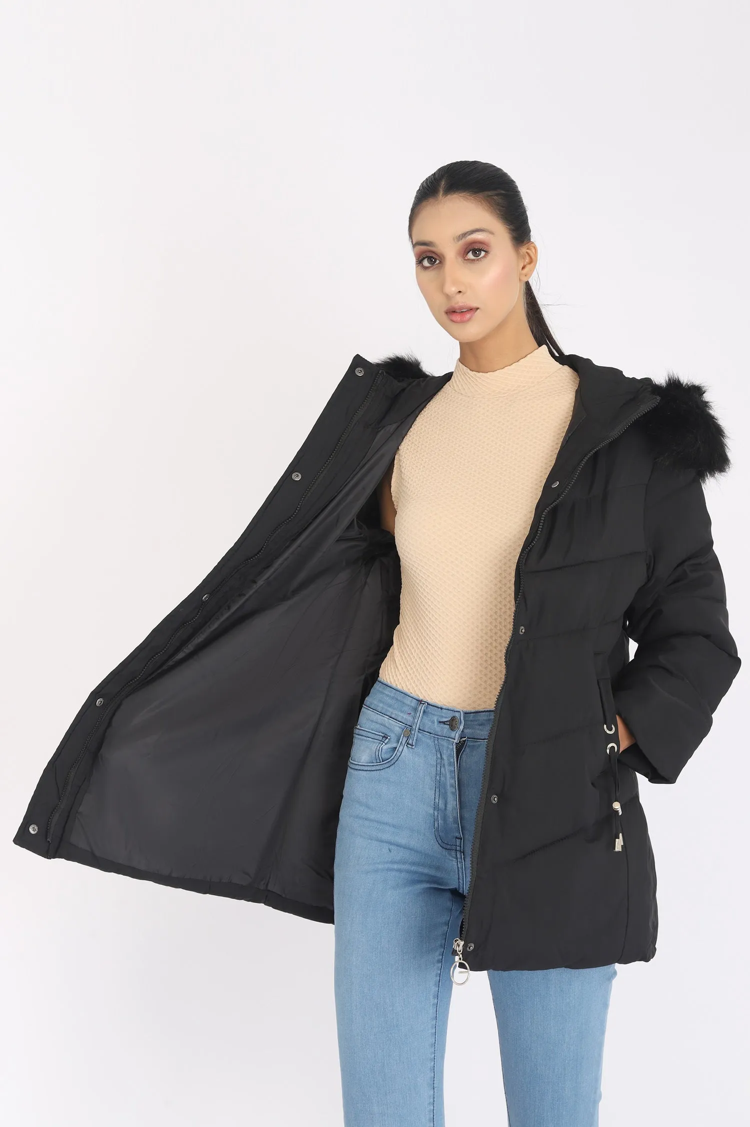 POCKET PUFFER JACKET-BLACK