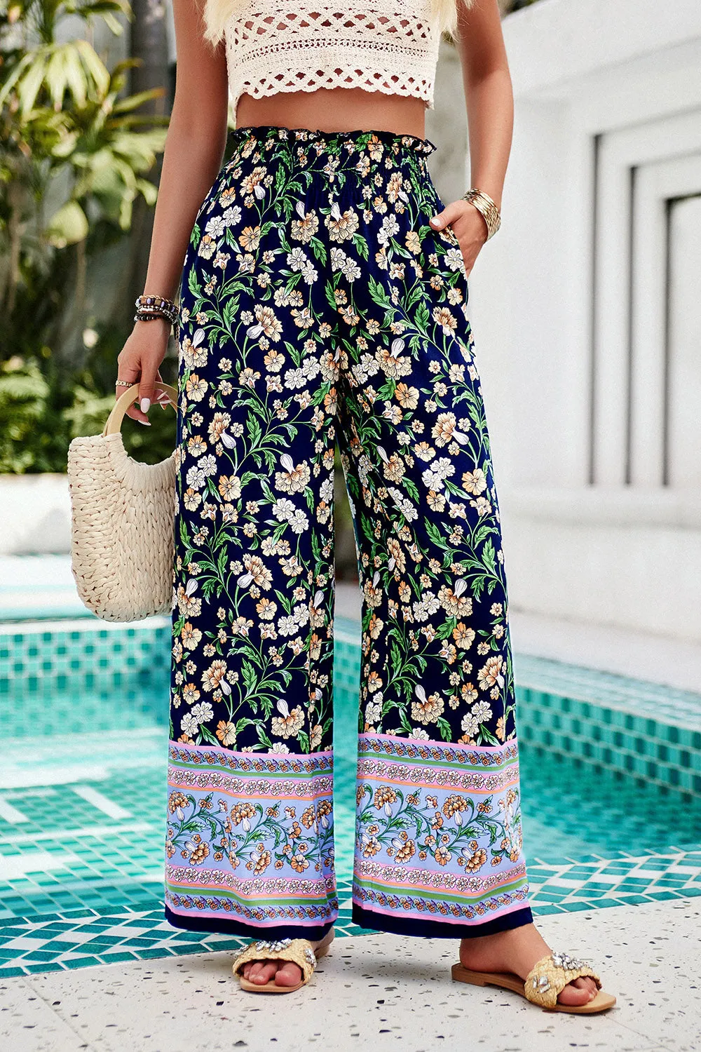 Printed High Waist Wide Leg Pants - Five Color Choices