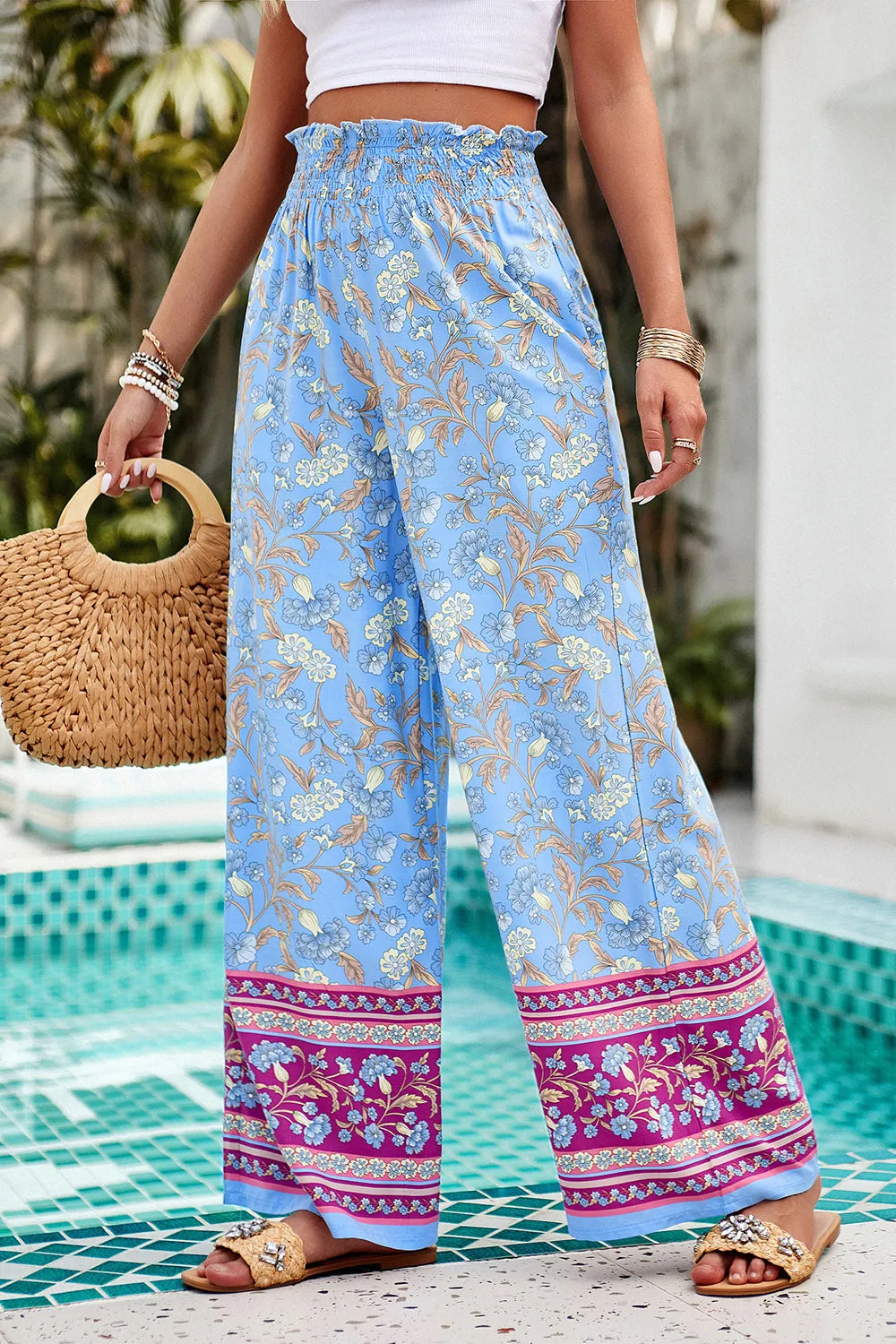 Printed High Waist Wide Leg Pants - Five Color Choices