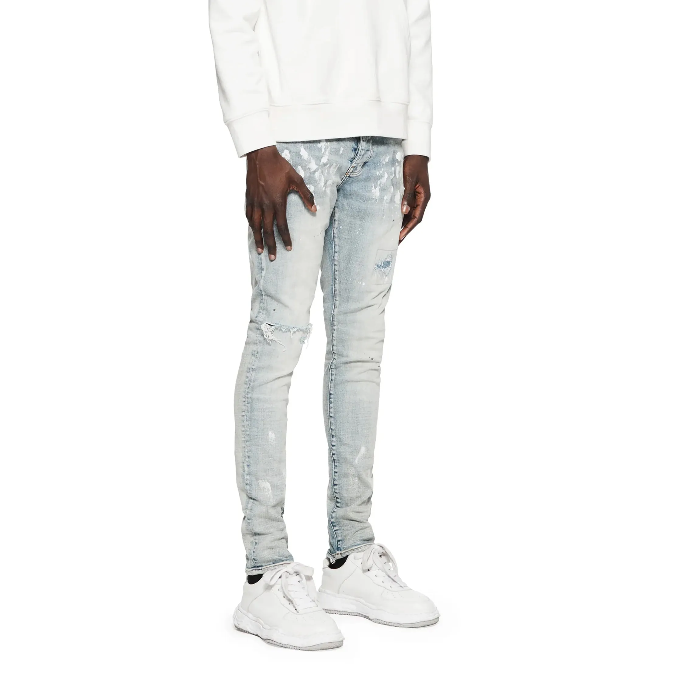 Purple Brand P001 Light Indigo Paint Blowout Jean