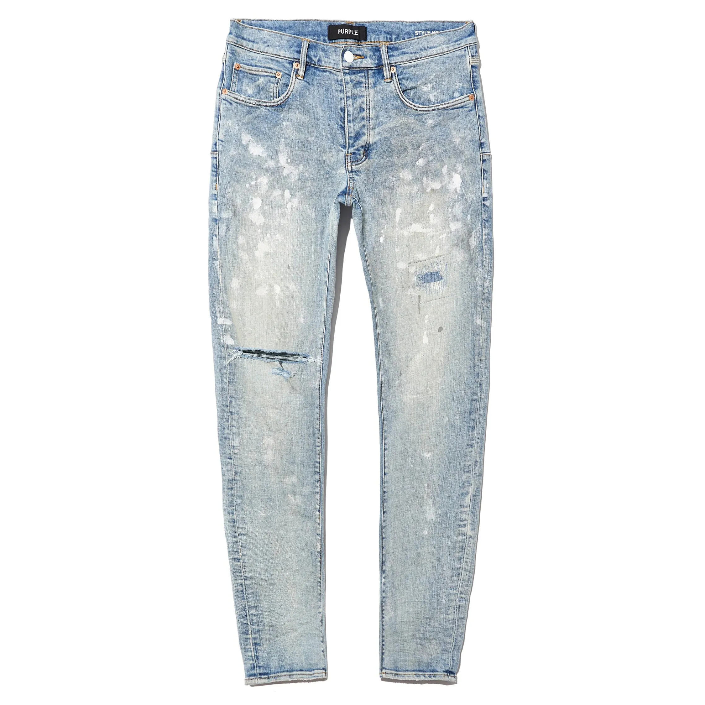 Purple Brand P001 Light Indigo Paint Blowout Jean