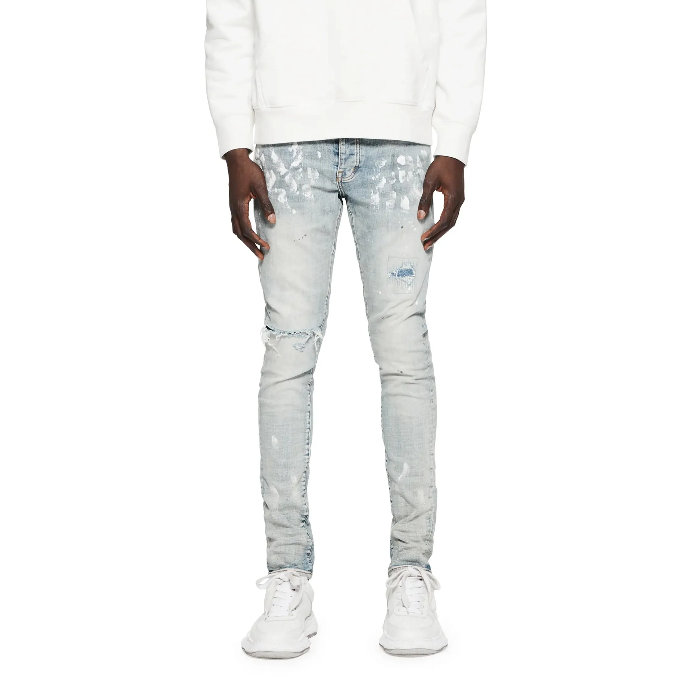 Purple Brand P001 Light Indigo Paint Blowout Jean