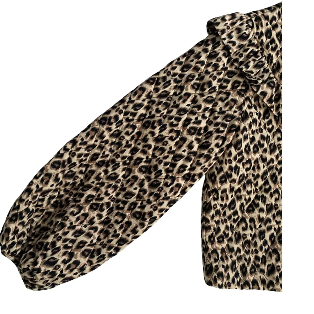 Quilted Jacket Leopard Print Brown SIZE 12