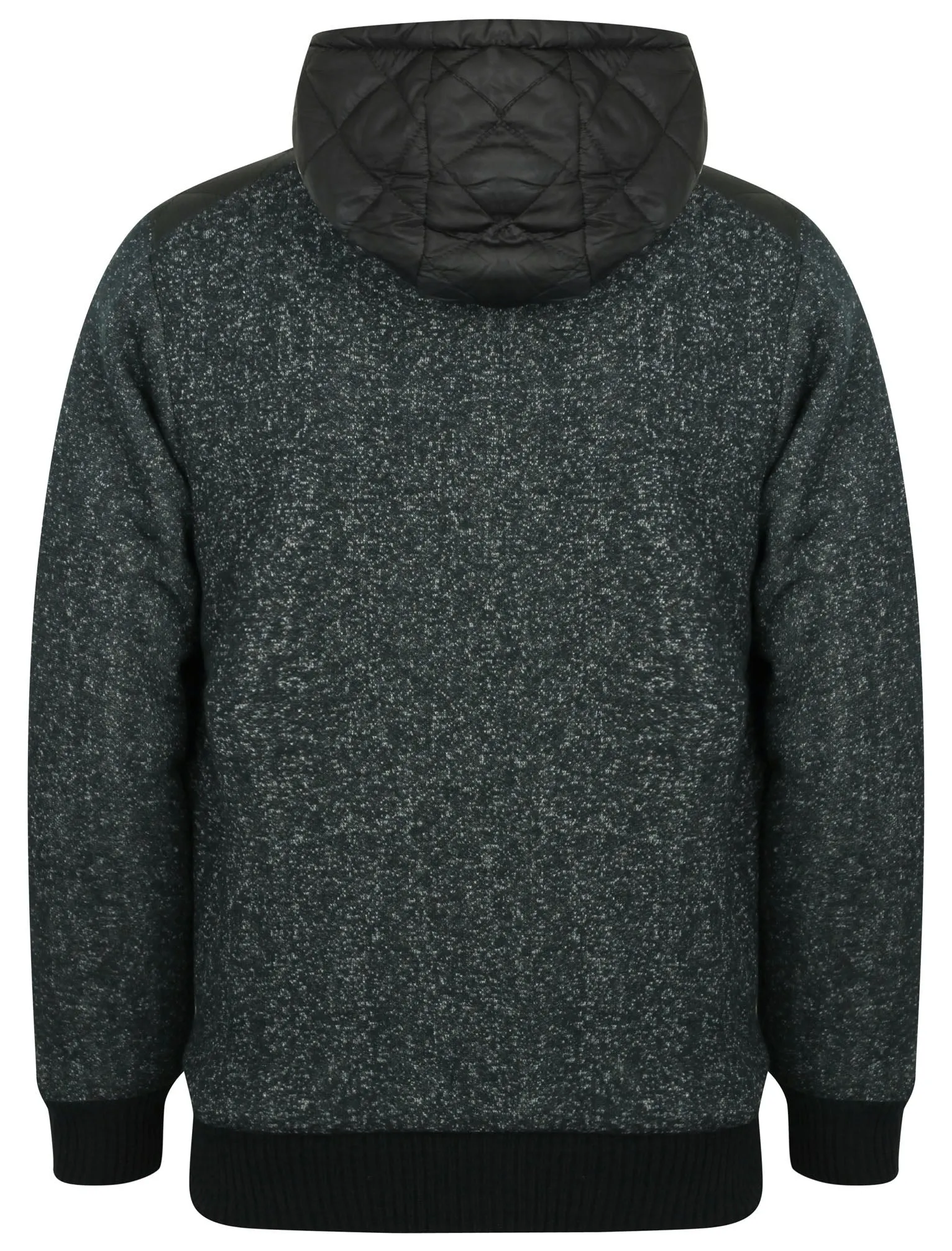 Quilter Borg Lined Zip Through Hoodie with Quilted Panels in Blue Fleck - Dissident