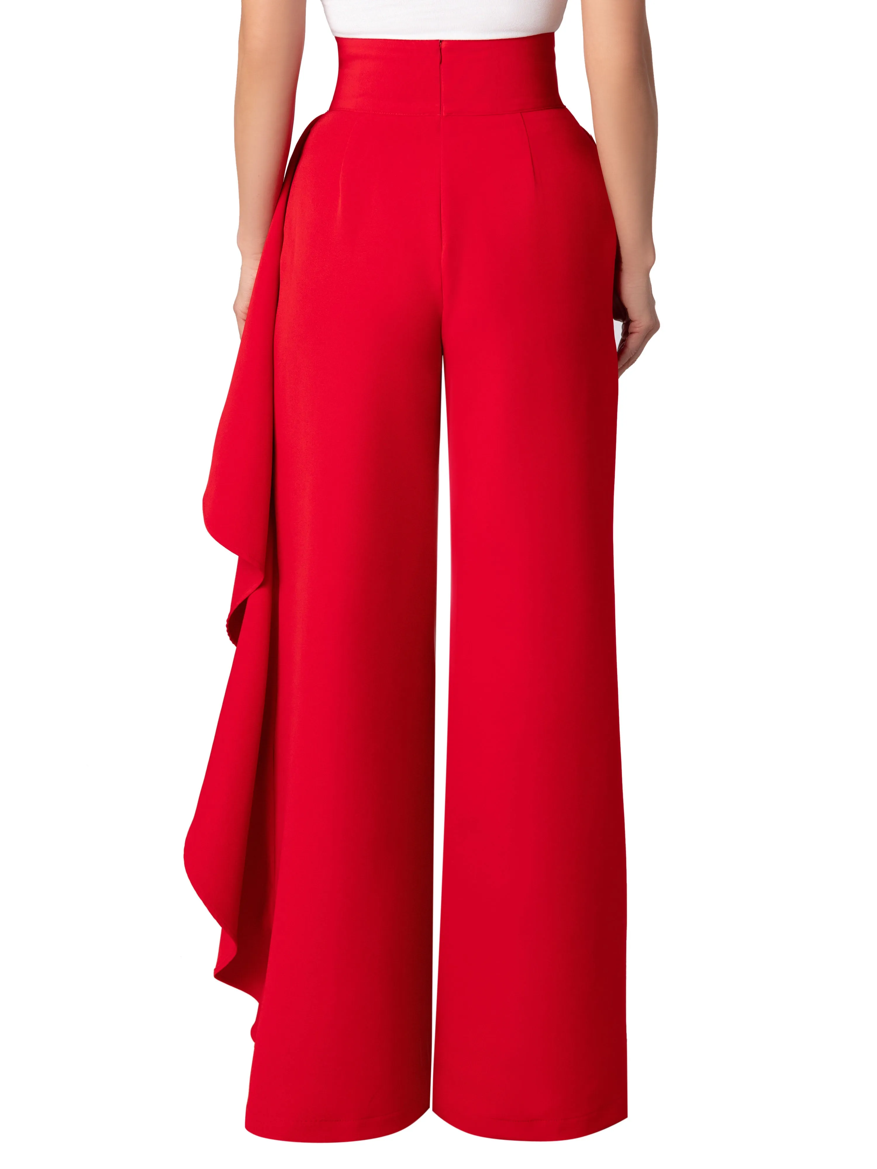 "Loyal" Red Flounce High Waist Pants