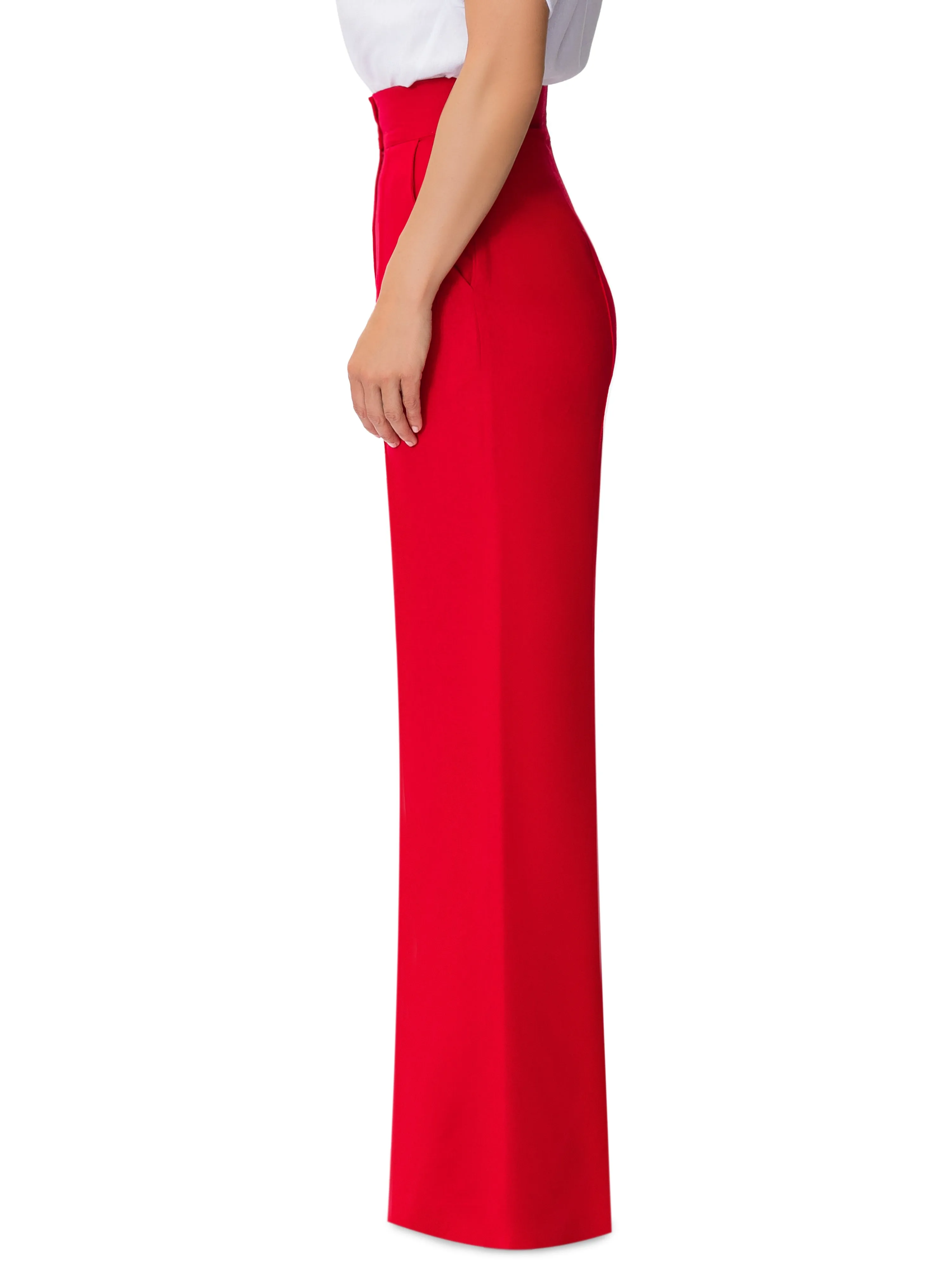 "Napa" Red Linen High Waist Pants