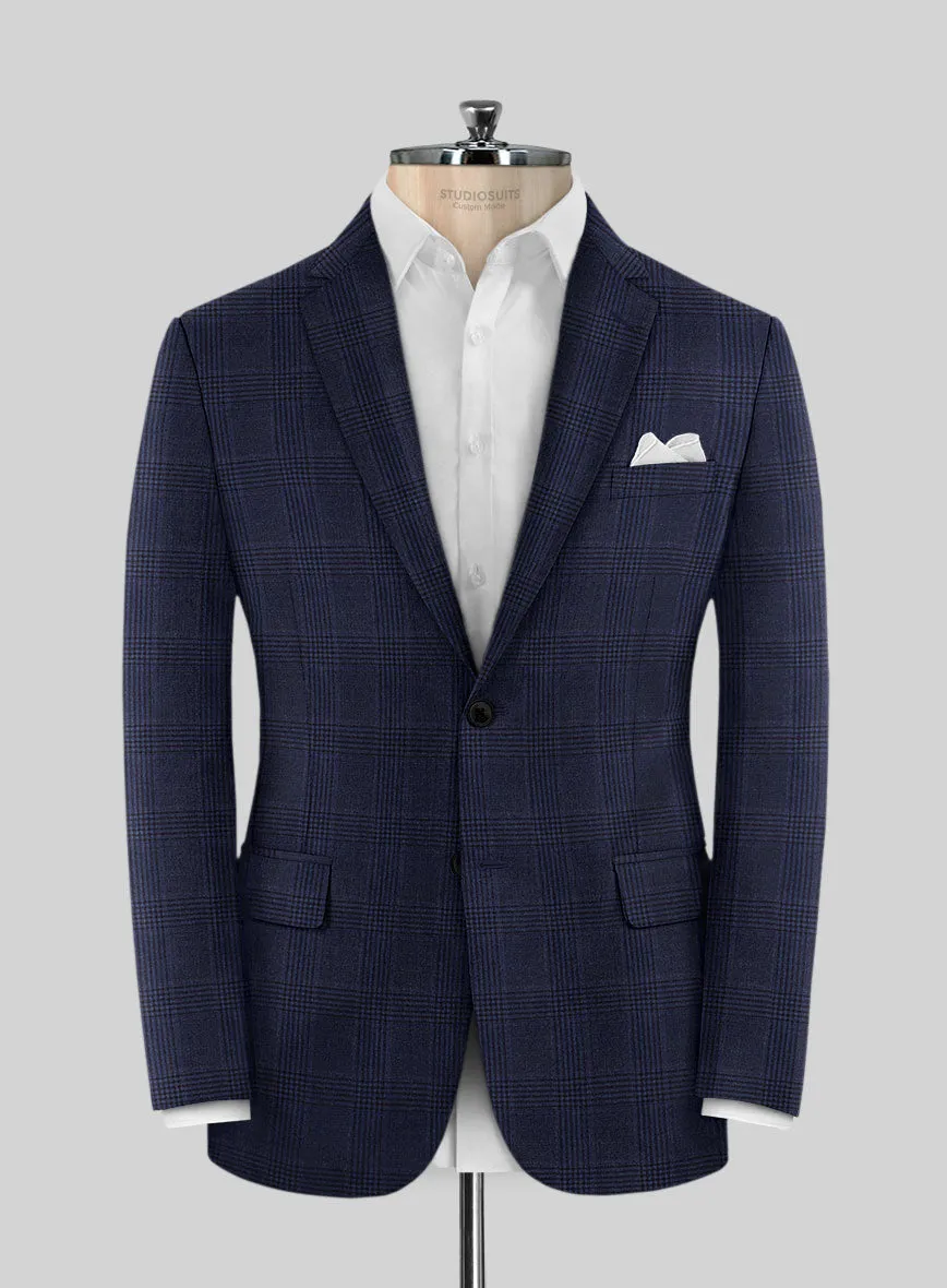 Reda Navy Checks Wool Jacket